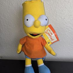 Vintage The Simpson Bart Simpson Plush 1999 10” Tall NEW