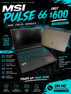 Msi Pulse 66 Gaming Laptop 144Hz 4K