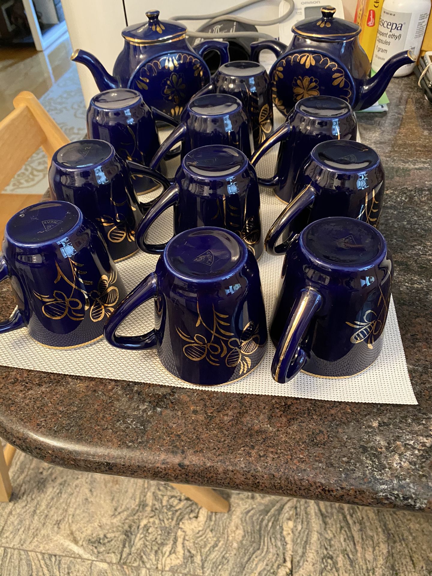 Blue cup set of 9