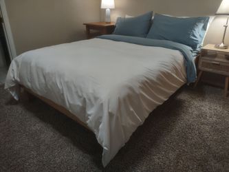 Stolid Wood Full Size Bed Frame and Mattress