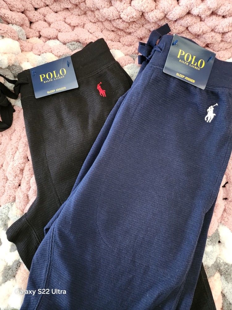 Set Of 2 Blk And Blue Polo Ralph Lauren Sleep Joggers 