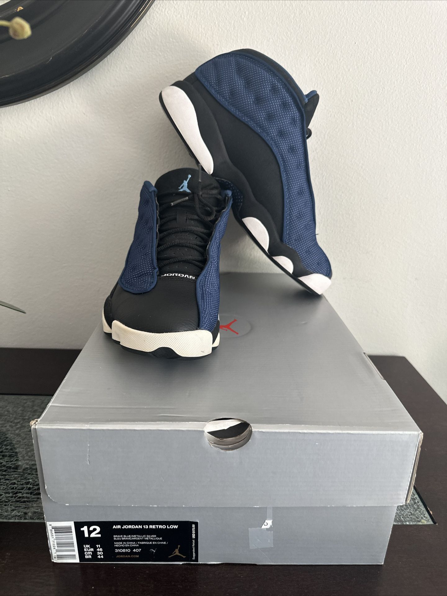 AIR JORDAN 13 XIII LOW RETRO USED SIZE 12 BRAVE BLUE SILVER BLACK 310810 407