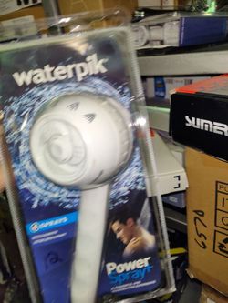 Waterpik multispray showerhead with hose in white