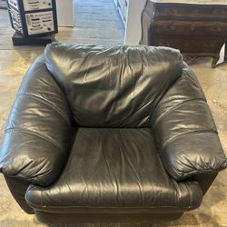 Italian Leather Black Sofa