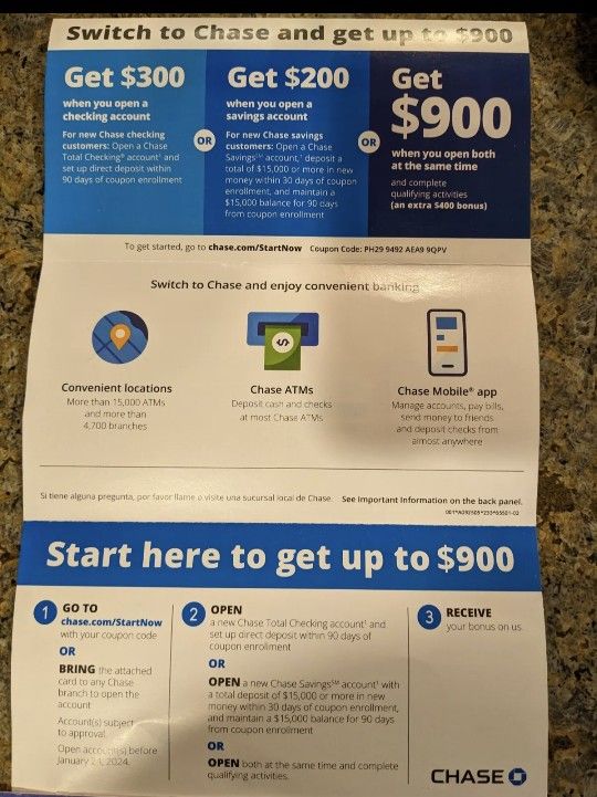 Chase total checking coupon new arrivals