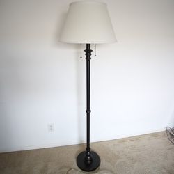Bronze Pull-Chain Floor Lamp with White Shade