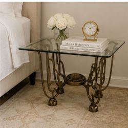 Vintage Hollywood Regency Glass Accent Table – $140
