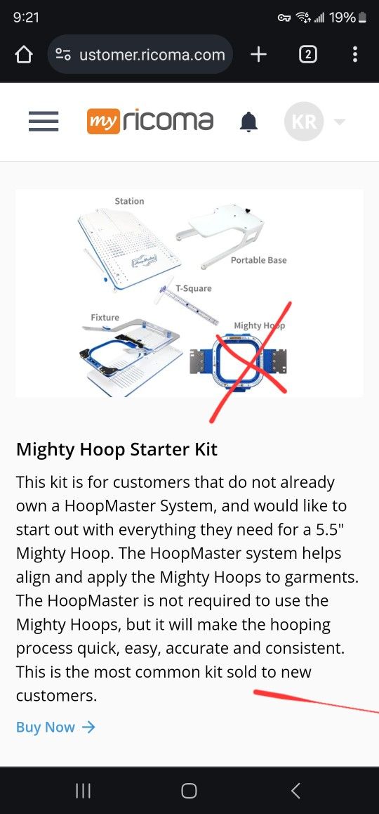 Ricoma mighty hoop starter kit