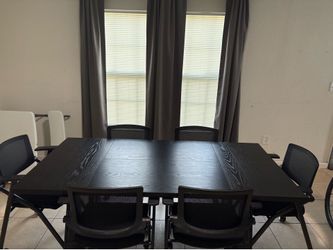 Office Table & 6 Rolling Chairs