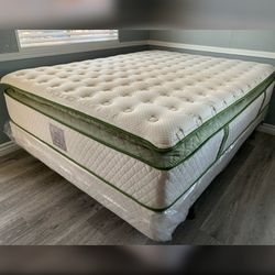 14in King Size Elite Organic Superior Hybrid Gel Memory Foam Pillow Top Mattress and Boxspring 