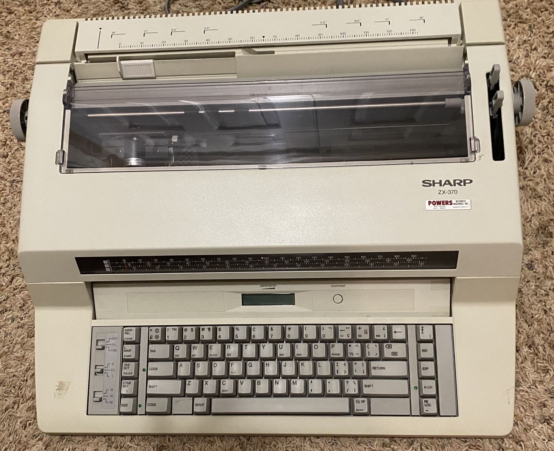 Sharp Electronic Typewriter Model Cx – 370