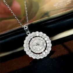 925 Silver Filled Cubic Zircon Necklace Pendant