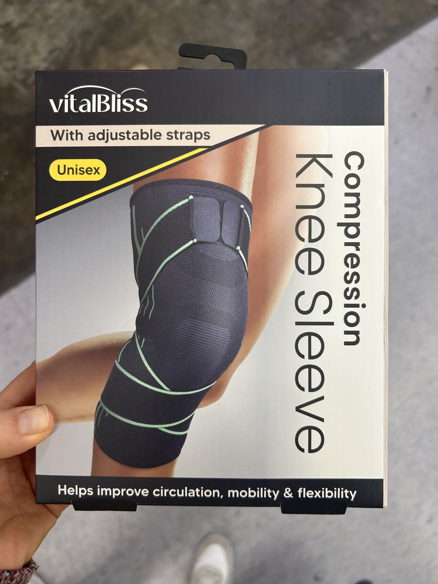 NWT VitalBliss Compression Knee Sleeve with adjustable straps