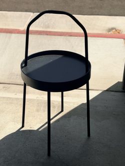 Black Metal Round Tray Side Table