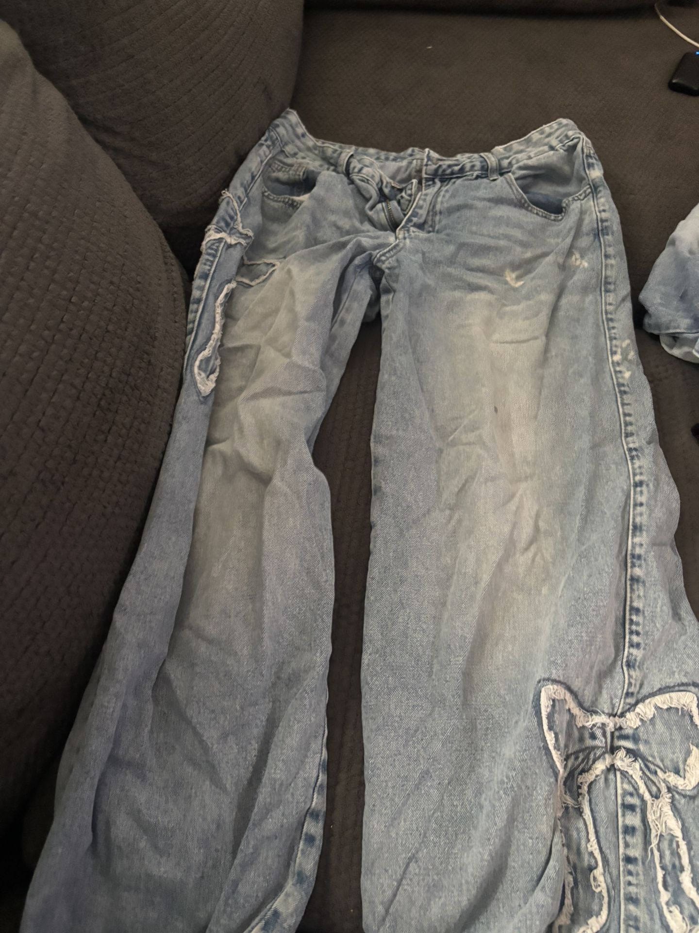 light blue bow jeans