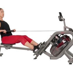 Sunny Health & Fitness Elite Water Rowing Machine with High Dynamic Resistance Vertical Tank,