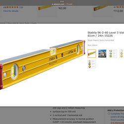 Stabila 96-2-60 Level 3 Vial 61cm / 24in 15226 Brand New