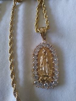 14k gold filled Virgin mary necklace