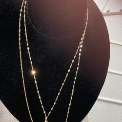 14k Gold Double Chain Lariat Necklace