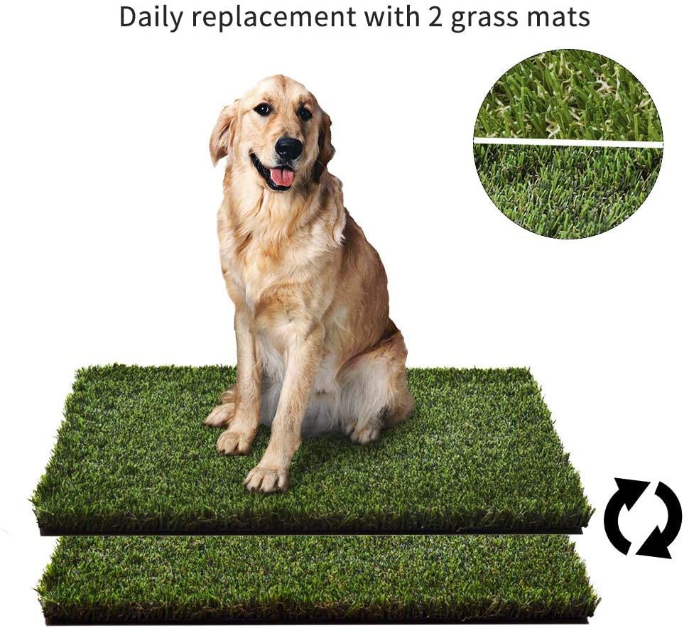 BRAND NEW HQ4us Dog grass Large Dog Litter Box Toilet (34”×23”), 2×Artificial Grass for Dogs, Tray ,Pee pad, Realistic, Bite Resistance Turf, Less St