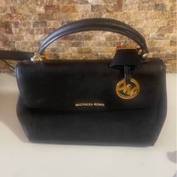 Michael Kors Black Leather Small Ava Top Handle Bag