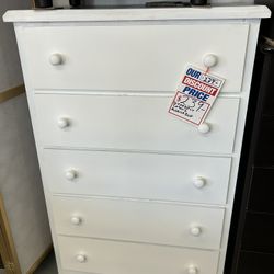 5 Drawers Solid Wood Dresser Available In Different Colors 