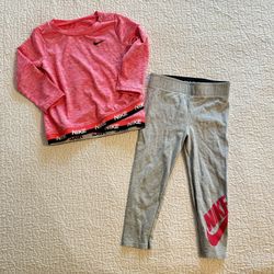 Nike Toddler Girl 18 mo Pink Sweatshirt & Gray Leggings Outfit Set