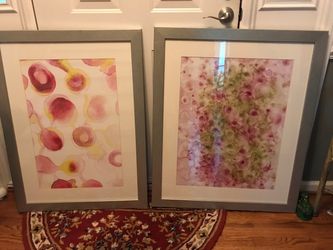 Pair of Framed Abstract Watercolor Paintings