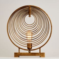 Set of 2 - WEST ELM Rowan Circle Table Lamps - Modern GOLD Design