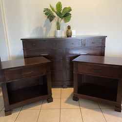 all wood dresser and nightstands $200