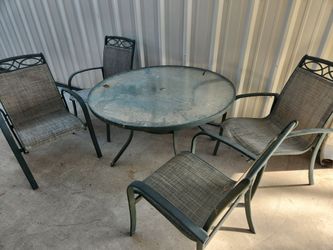 Outdoor patio chairs and table