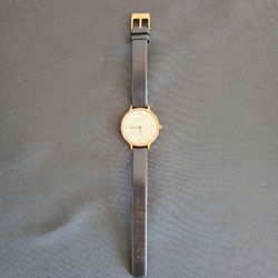 Skagen Anita Women's Watch - Gold-Tone Case with Black Leather Strap (Model SKW2472)