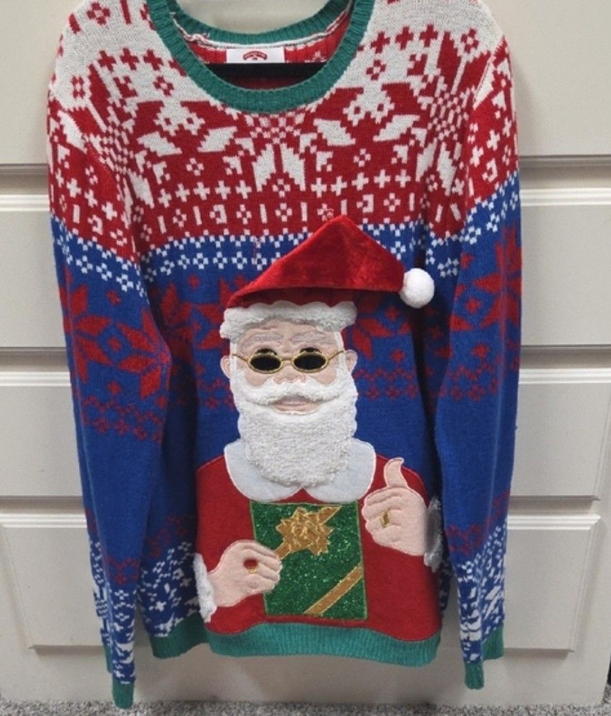 Festive Santa Sweater in Red and Blue