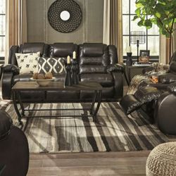 [SPECIAL] Vacherie Chocolate Reclining Living Room Set

