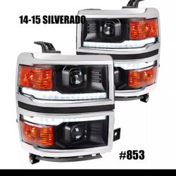 SET OF 2014 TO 2015 SILVERADO 1500 LED STRIP SWITCHBACK TURN SIGNAL HEADLIGHTS