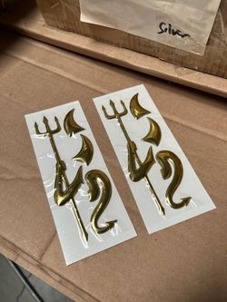 3D Sticker Decal Emblem Badge for Cars, Devil-Gold Color, 2 sets