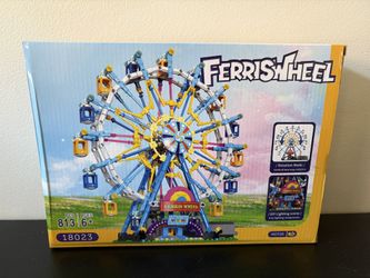 NEW Motorized Ferris Wheel Building Set with Fairy Lights, 813 Piece Creative Toy Building Kit for Two-Way Rotation, Ideal Carnival Construction Kit f