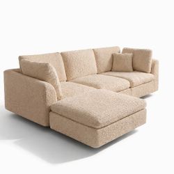 Luxury Modular Sectional Sofa with Chaise Ultra Soft Textured Fabric, Deep Seats & Modern Design
