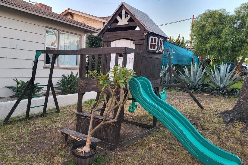 Swing Set And Slide Play Structure