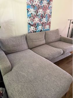 Gray Sectional Sofa with Chaise — 96” x 63”