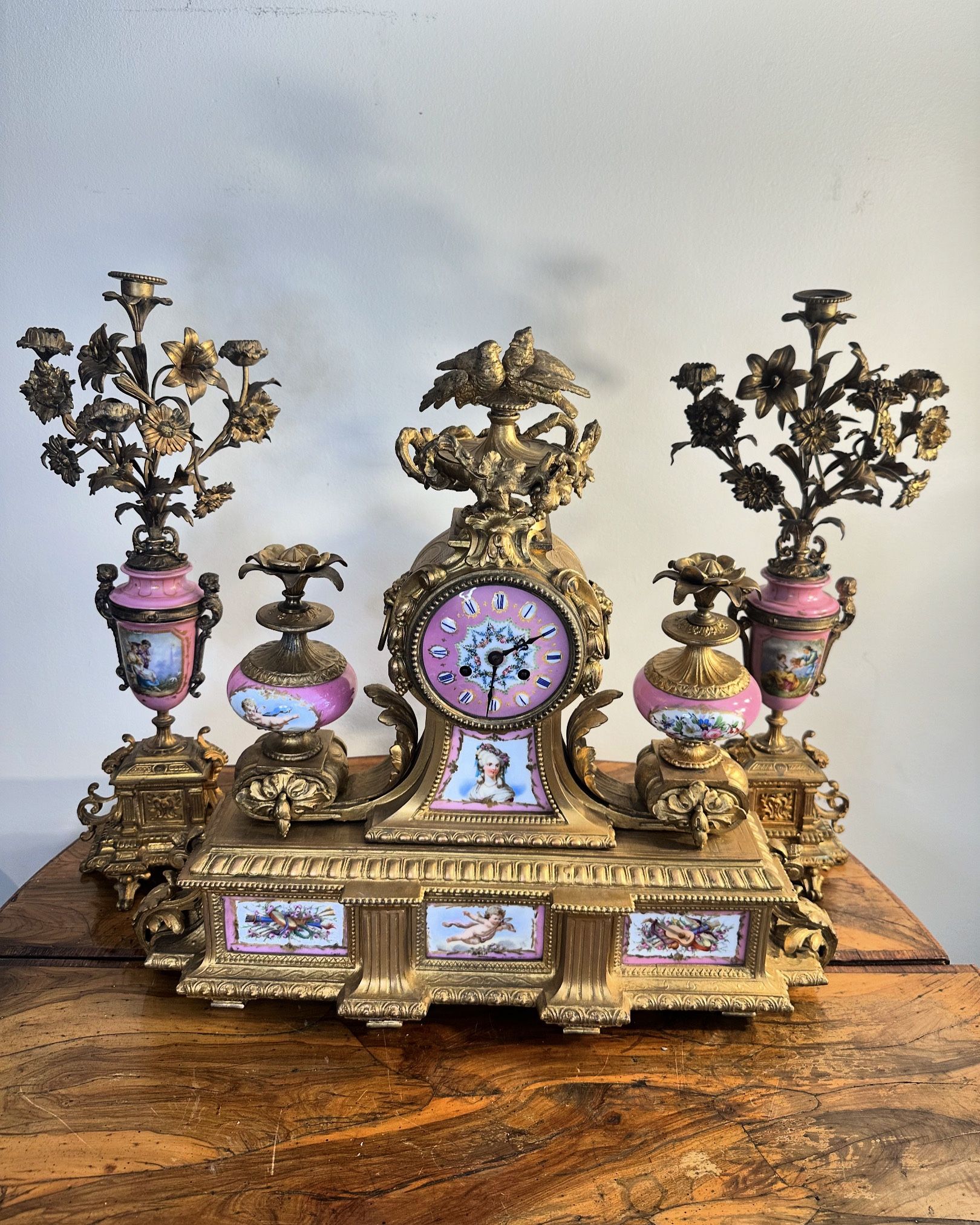 Antique French Clockset With Candelabras