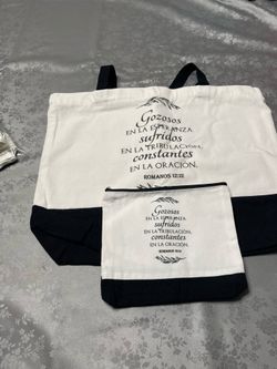 Bags with Bible verses in English and Spanish