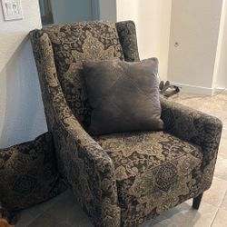 SALE- Decorative Winged Side Chair + 4 Giant Suede Pillows 