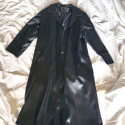 Faux Leather Jacket Trench Coat