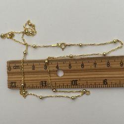 925 Silver 20” necklace 2mm silver beads balls on 1mm chain 18k yellow gold plated brand new