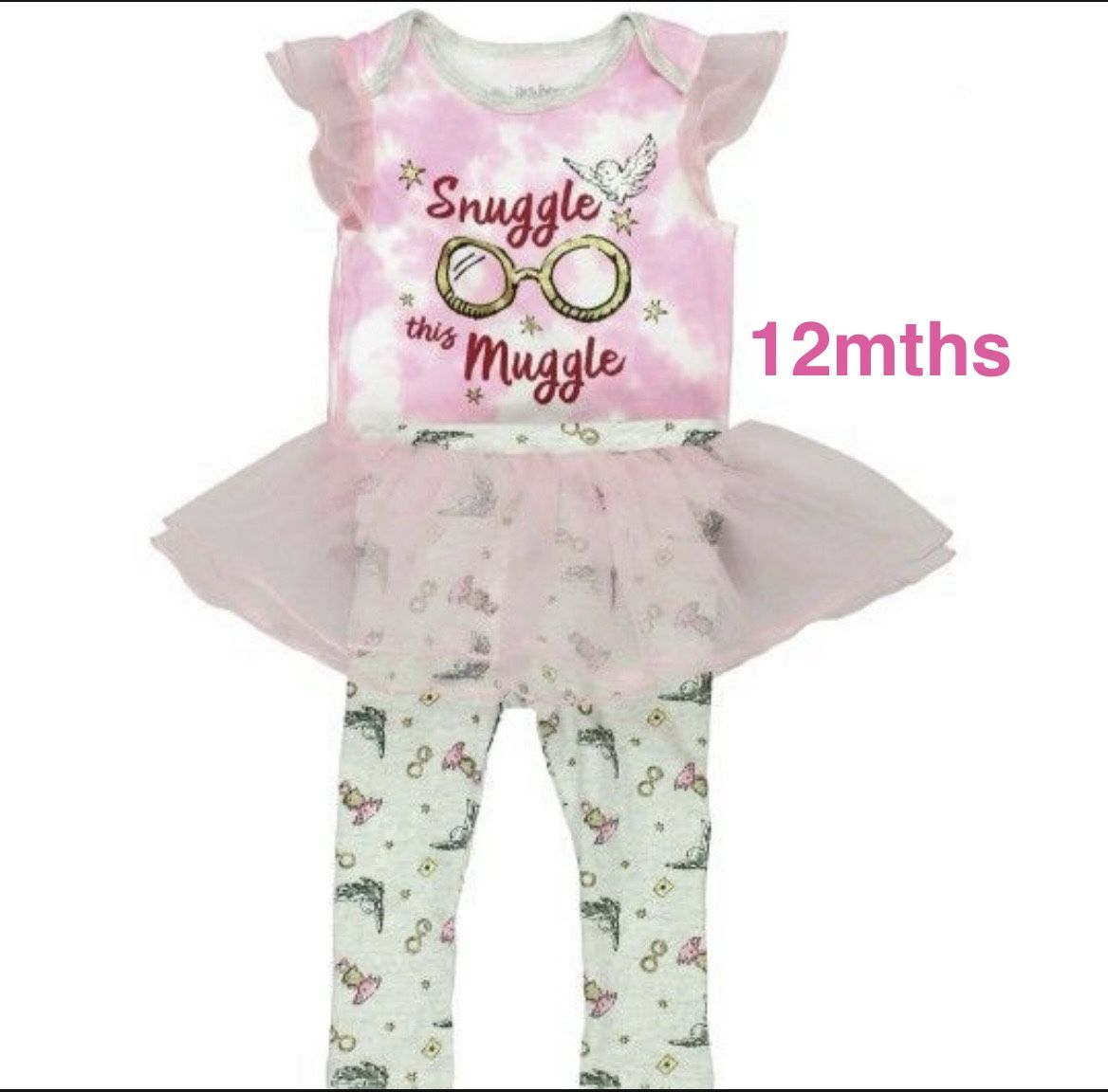 Harry Potter Baby Girl's Creeper Bodysuit With Tutu Pants Set