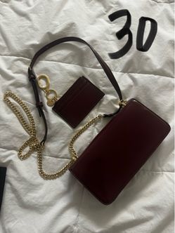 Burgundy Leather Crossbody Bag with Chain Strap
