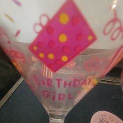 Loilta Hand Painted  Birthday Girl 🎂 Martini 🍸Glass &Goblet Set With Drink Recipe 