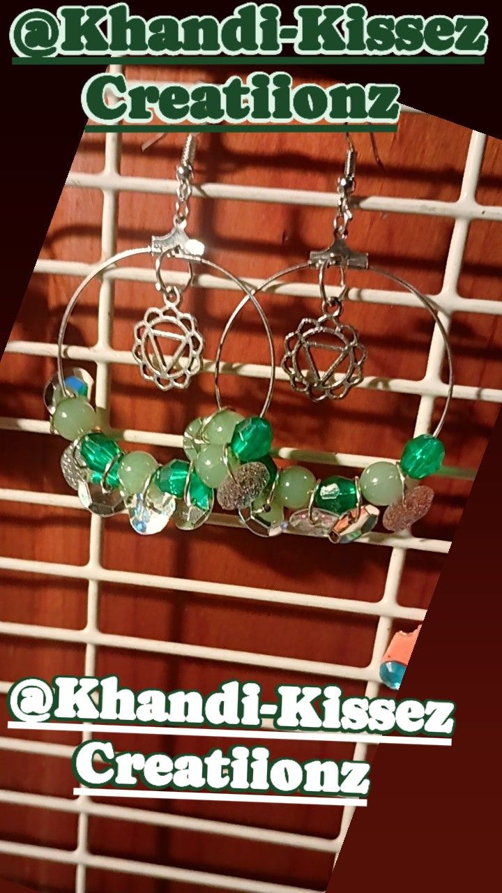 Green & Silver Hoop Earrings 