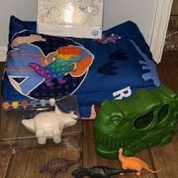 Dinosaur themed comforter plus Toys - play,paint have fun